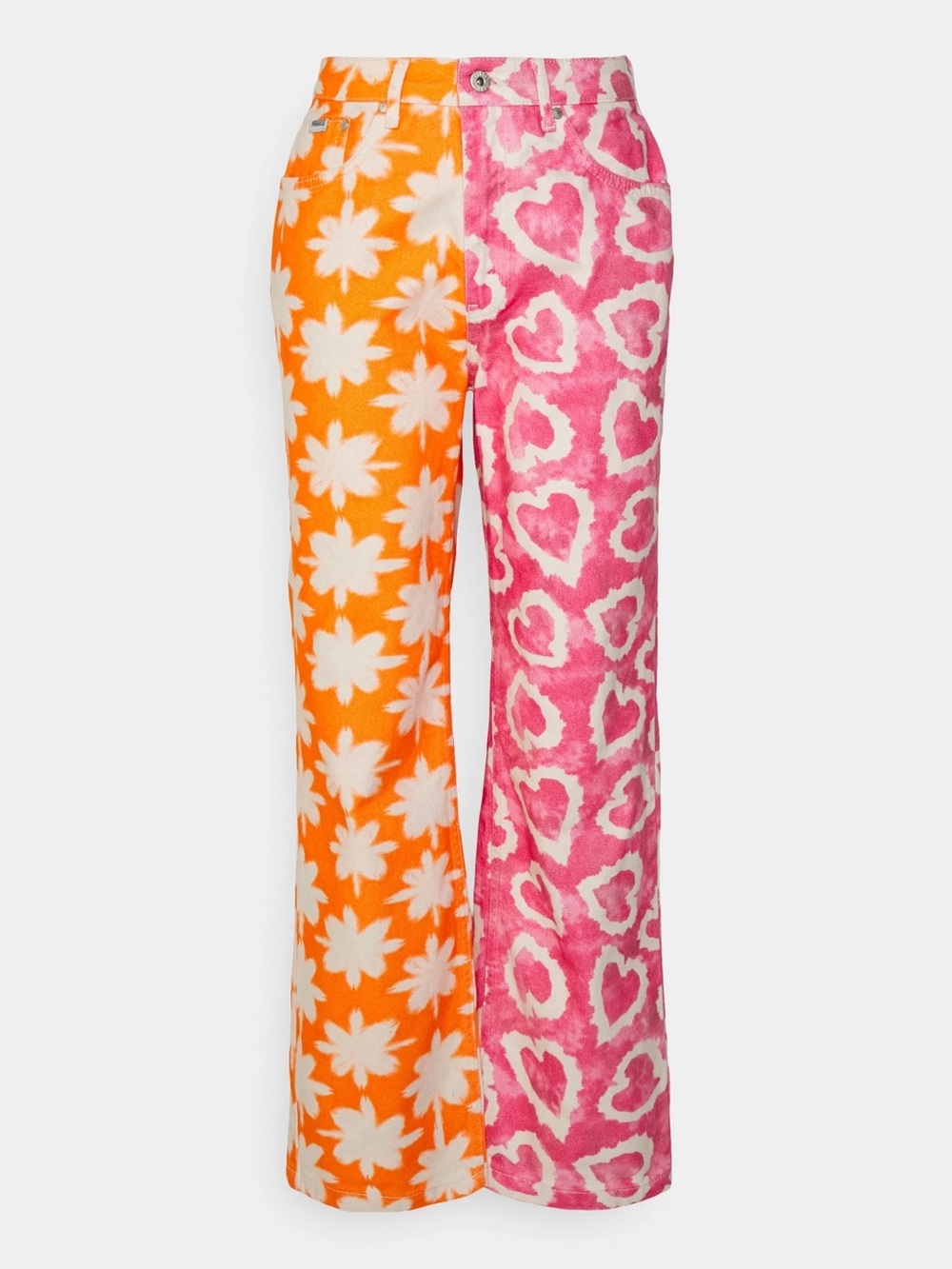 Ragged Priest Freedom Print Jeans Pink Heart Orange Floral Split Leg NWT